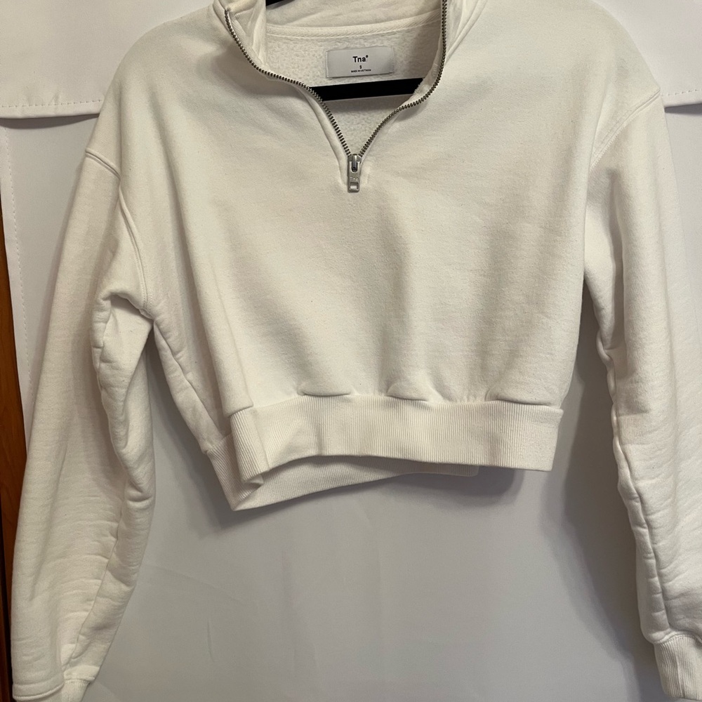 TNA White Quarter-Zip Sweatshirt